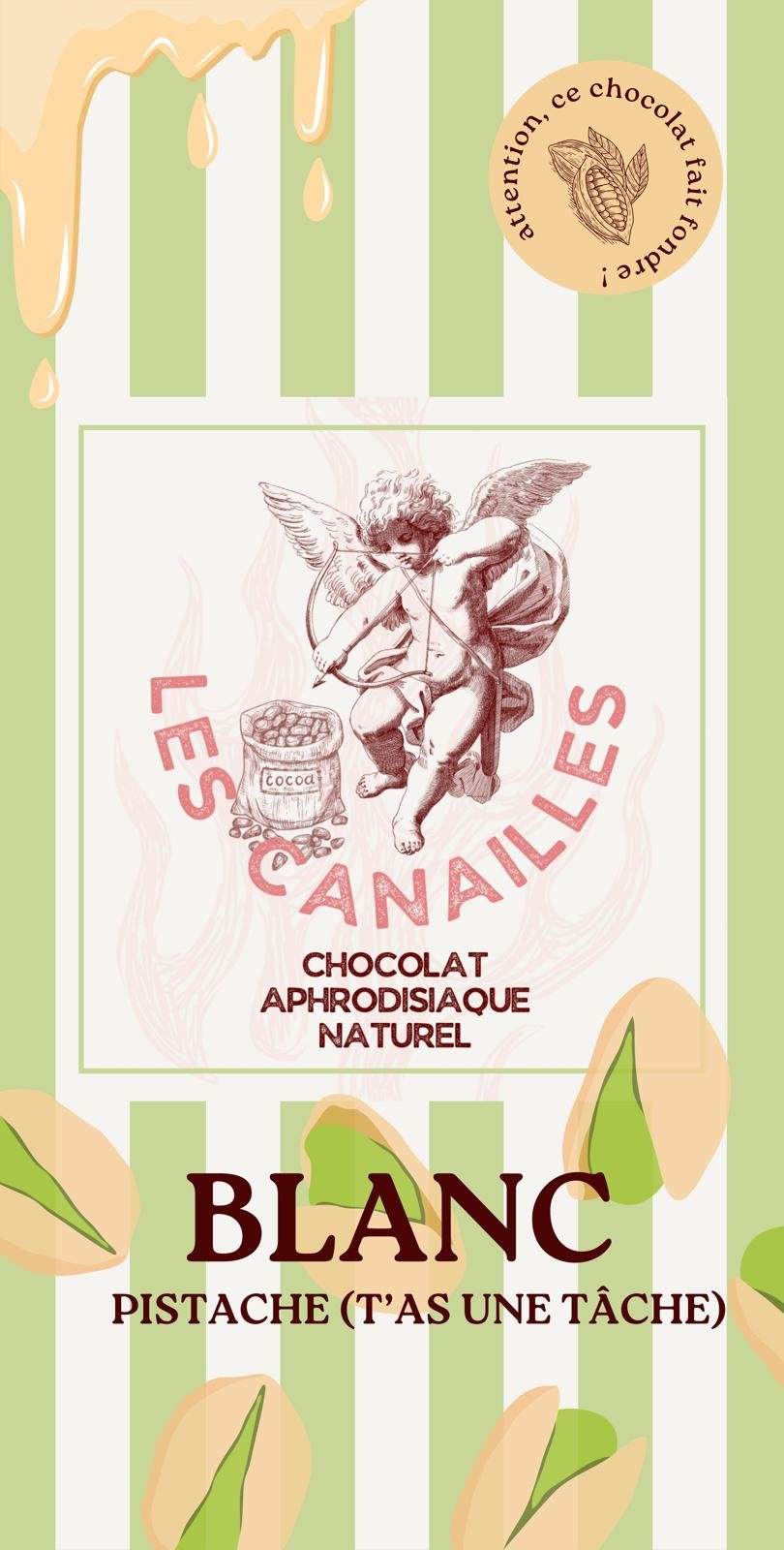 Précommande Chocolat Aphrodisiaque - Blanc Pistache - Les Canailles, 100g