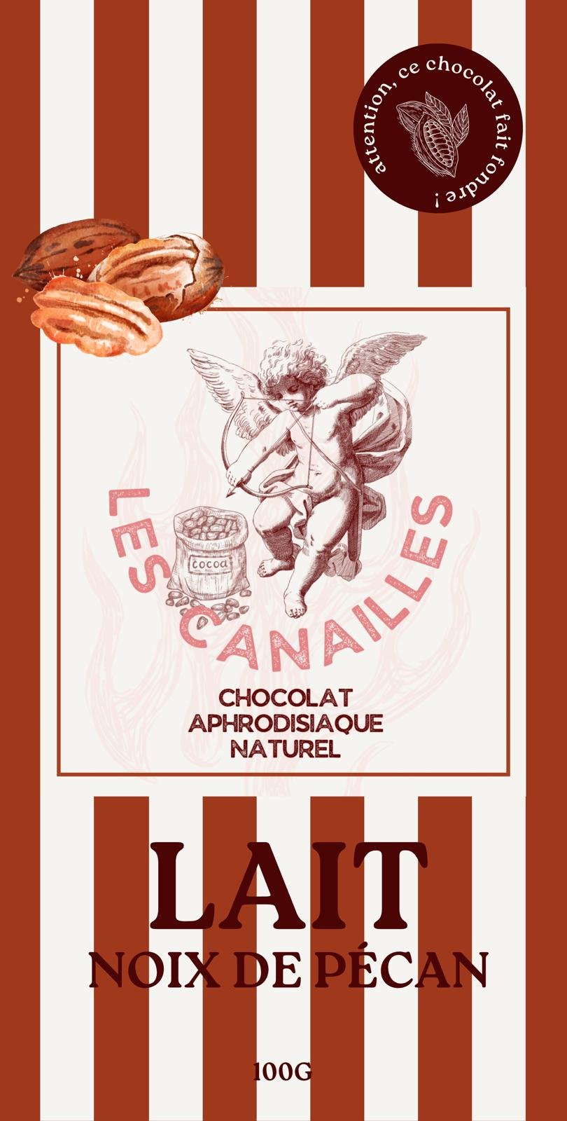 Précommande Chocolat Aphrodisiaque - Lait Noix de Pécan- Les Canailles, 100g
