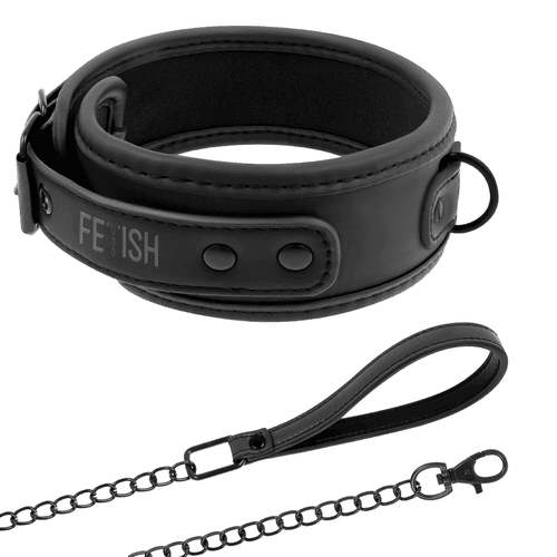 Collier et laisse noirs en néoprène, Fetish submissive