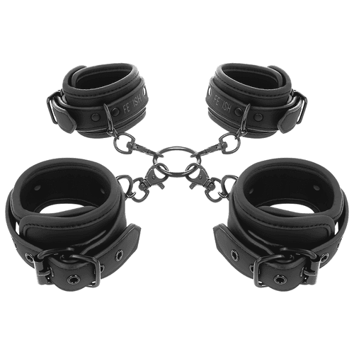 Menottes poignets et chevilles et hogtie, néoprène, Fetish submissive