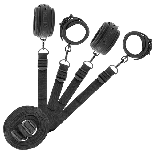 Ensemble menottes poignets et chevilles pour lit, néoprène, Fetish submissive