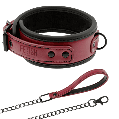 Collier et laisse rouges en néoprène, Fetish submissive